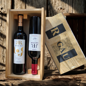 Weingeschenk „Rigau Ros“ – Crianza & Reserva in edler Holzkiste